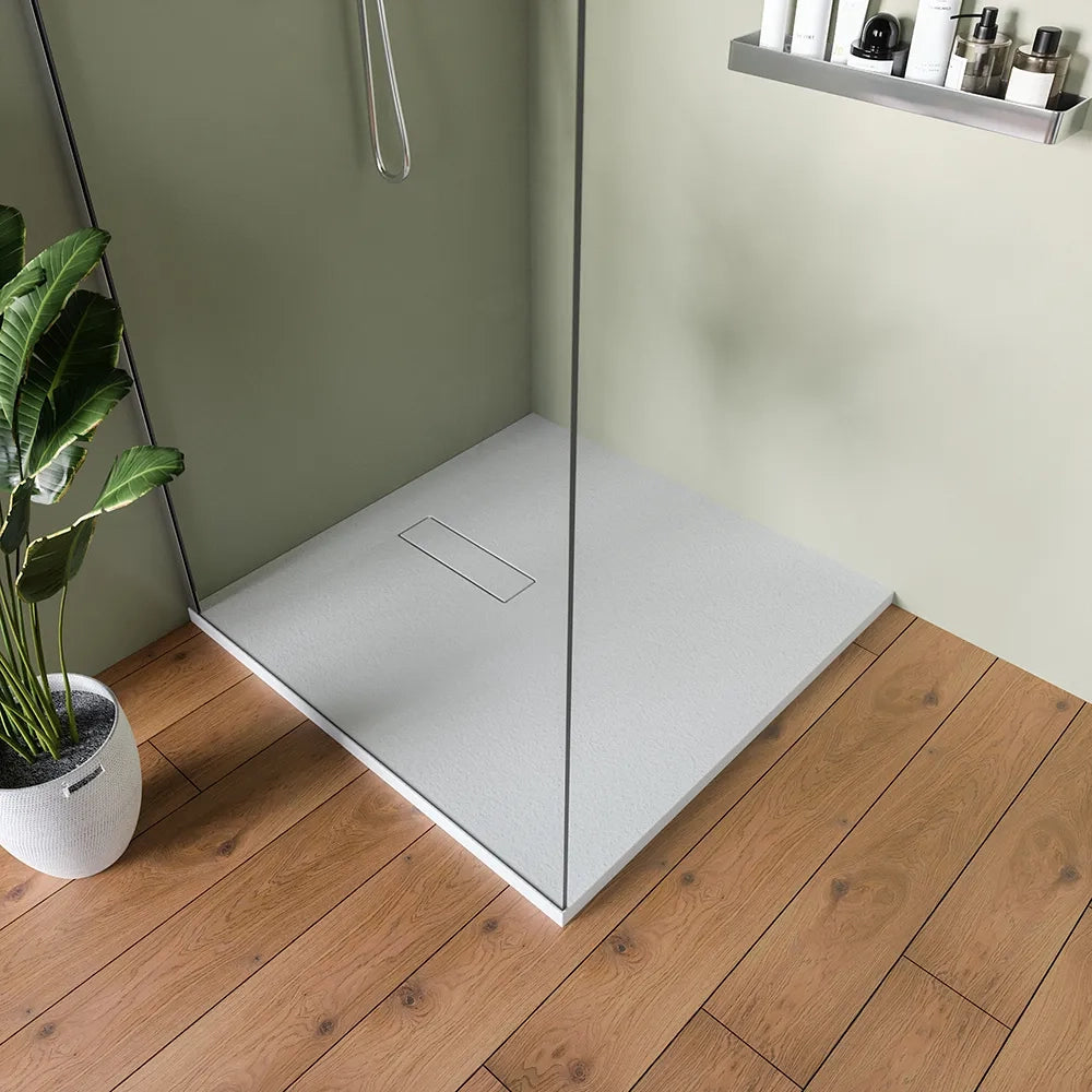 Piatto doccia 90x90 cm in marmoresina bianco effetto pietra | Merlera