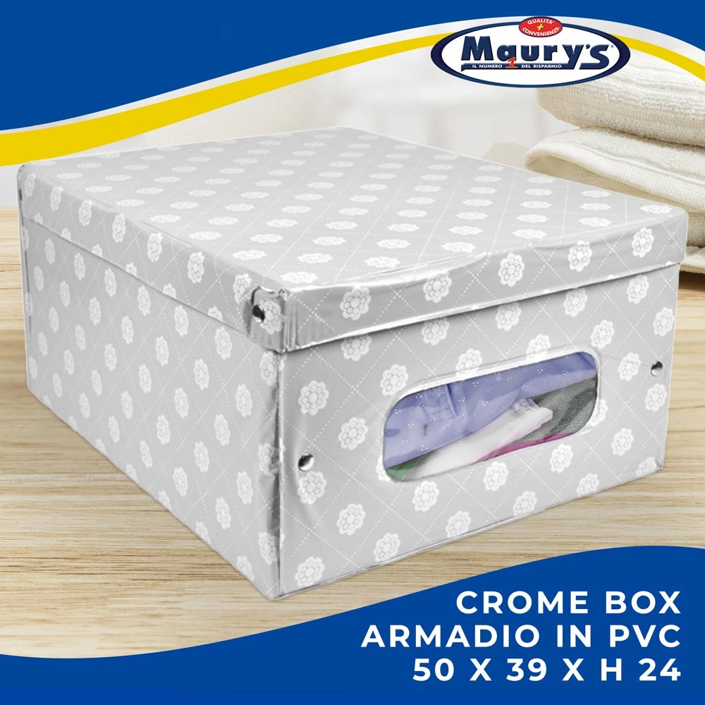 MAURY'S SCATOLA PORTABIANCHERIA CROME IN PVC 50 X 39 X H24 CM ASSORTITA