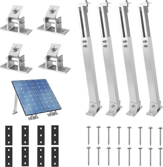 Supporto per pannelli solari per tetto piano, fissaggio regolabile 15°-30°