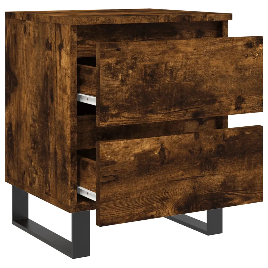 Comodini 2 pz-Set di 2 Tavolino da notte Rovere Fumo 40x35x50 cm in Legno Multistrato