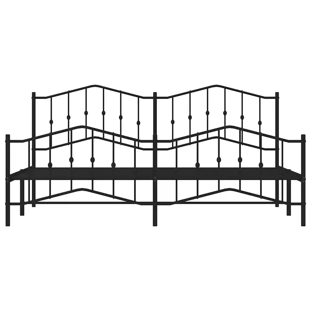 Giroletto con Testiera e Pediera Metallo Nero 193x203 cm 373813