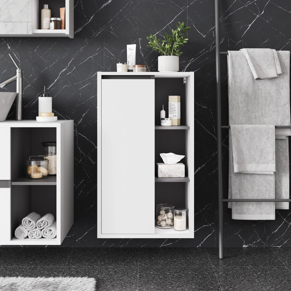 Vicco Mobiletto midi Bianco/Grigio 50 x 86 cm con ripiani aperti