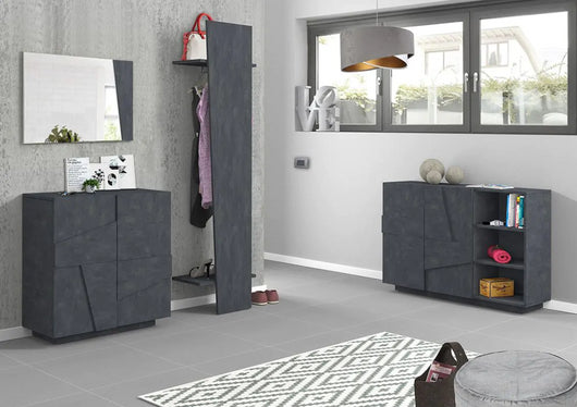  Ingresso moderno con scarpiera, appendiabiti e madia in finitura Ardesia, ZTCASOGG3