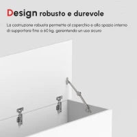 Panca Contenitore Multiuso in Legno Truciolare con Coperchio Apribile, per Camera e Ingresso, 100x40x40cm, Bianco