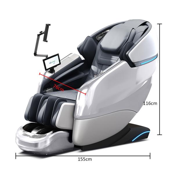Poltrona massaggiante full body con riscaldamento, guida SL, Bluetooth, Bianco