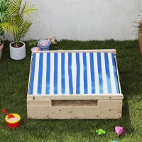 Sabbiera per Bambini con Tetto a Tenda, Resistente alle Intemperie, Per 3 Bambini di Età 3-6 Anni, 120 x 120 x 126.5 cm, Legno Naturale