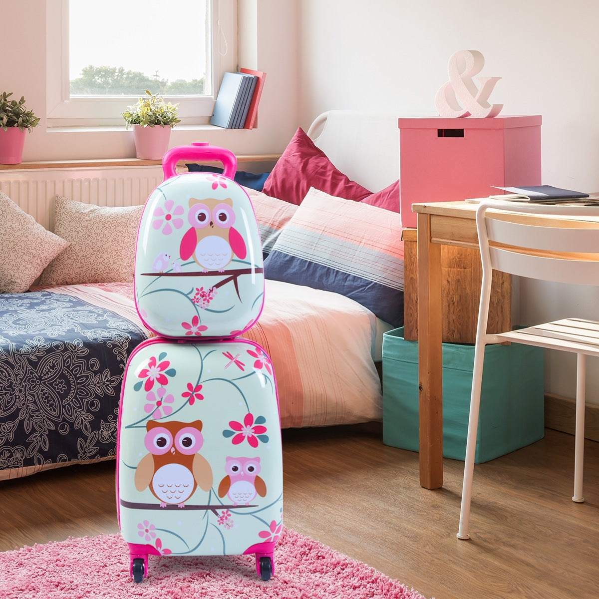 Set 2 in 1 Bagaglio viaggio per bambini con ruote + zaino Valigetta bimbo e zaino Trolley bambino Grigio-Bagagli e borse