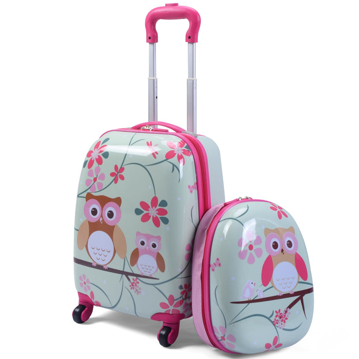 Set 2 in 1 Bagaglio viaggio per bambini con ruote + zaino Valigetta bimbo e zaino Trolley bambino Grigio-Bagagli e borse