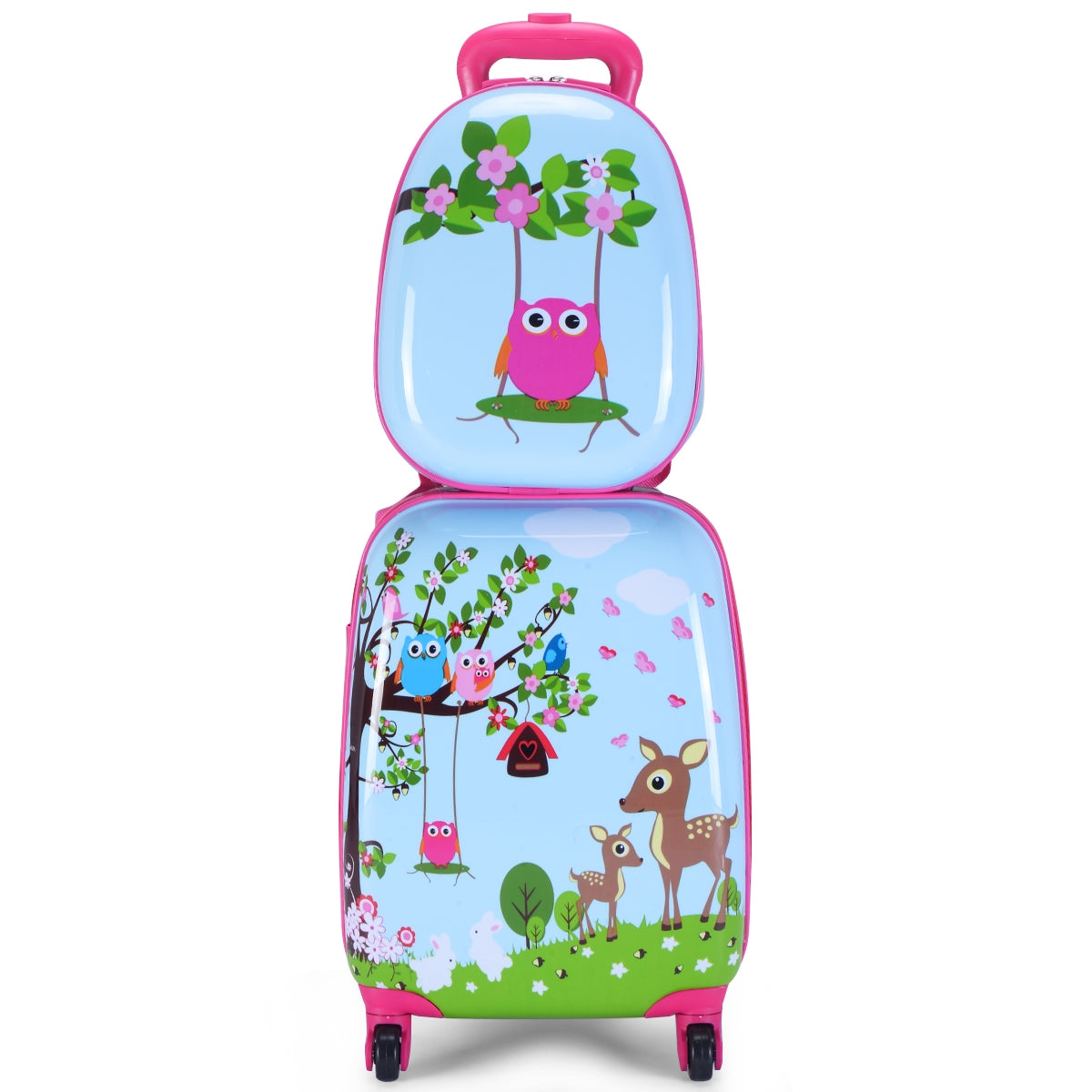 Set 2 in 1 Bagaglio viaggio per bambini con ruote + zaino Valigetta bimbo e zaino Blu-Bagagli e borse