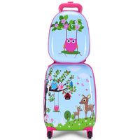 Set 2 in 1 Bagaglio viaggio per bambini con ruote + zaino Valigetta bimbo e zaino Blu-Bagagli e borse