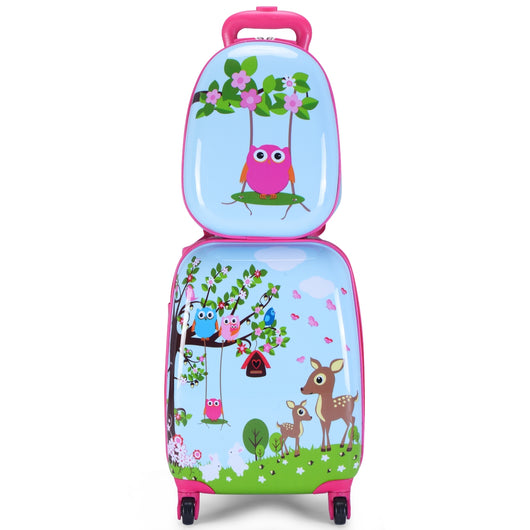 Set 2 in 1 Bagaglio viaggio per bambini con ruote + zaino Valigetta bimbo e zaino Blu-Bagagli e borse