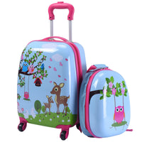 Valigia per bambini + zaino trolley con ruote per bambini colore blu e rosa 20_0001378