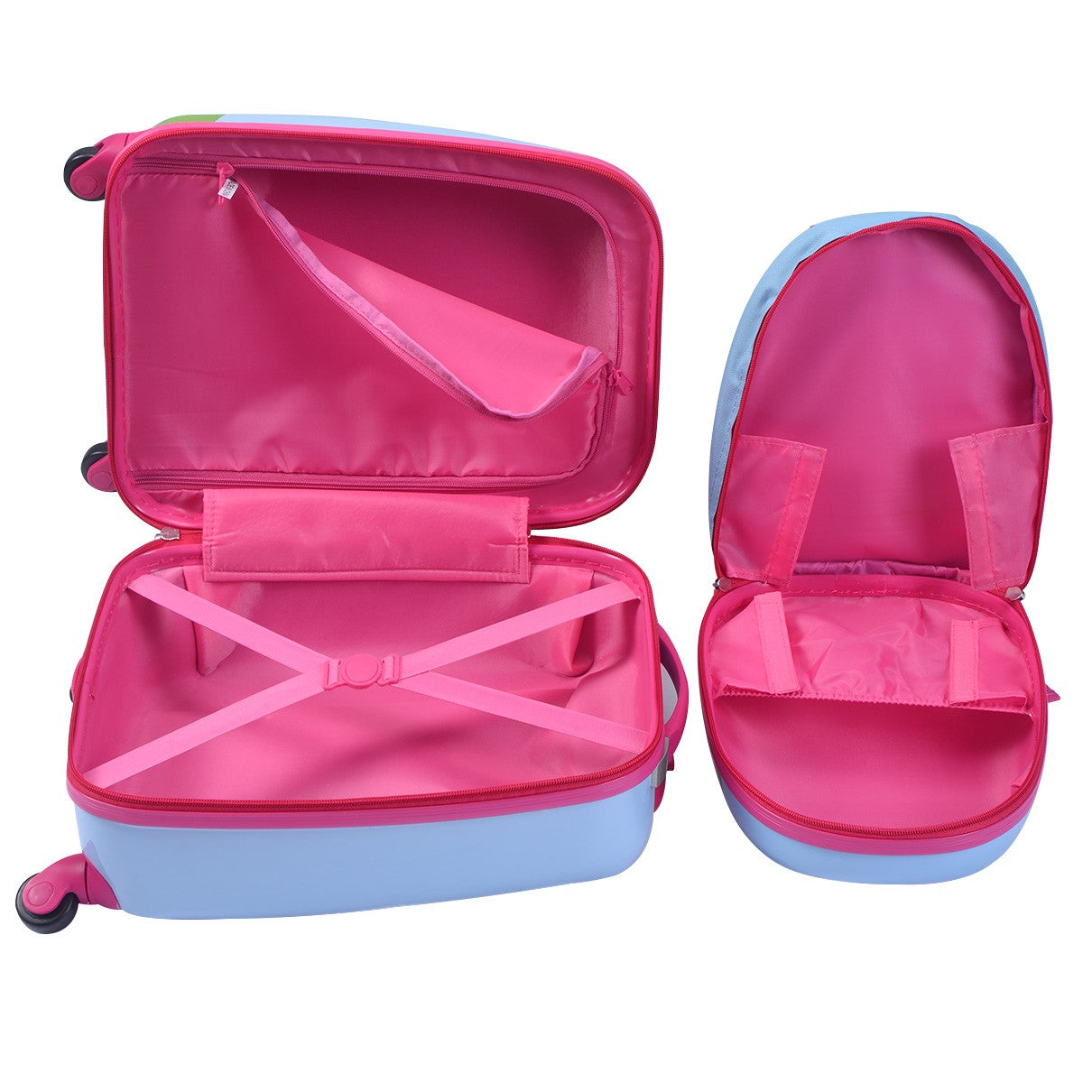 Valigia per bambini + zaino trolley con ruote per bambini colore blu e rosa 20_0001378