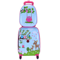 Valigia per bambini + zaino trolley con ruote per bambini colore blu e rosa 20_0001378