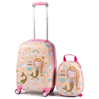 Set 2 pezzi Bagagli per bambini da viaggio con ruote girevole girevole 18" Trolley bimbo + 12" zaino con disegni di Serena-Bagagli e borse