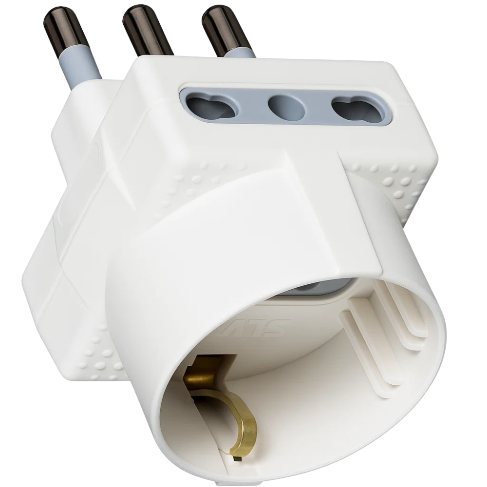 Adattatore bticino s3611de tris schuko e bipasso 10/16a bianco