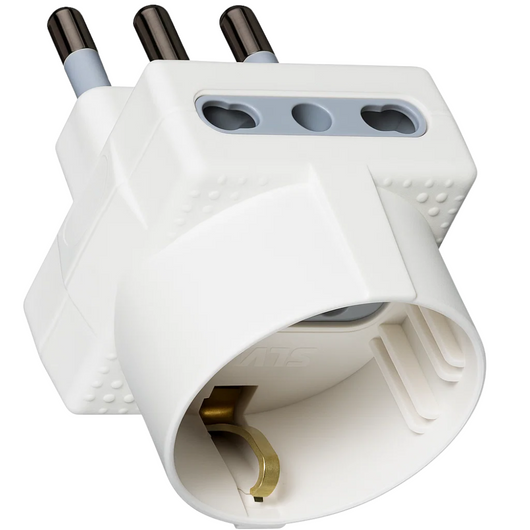 Adattatore bticino s3611de tris schuko e bipasso 10/16a bianco