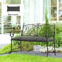 Cuscino per Panchina da Giardino con Laccetti e Imbottitura Spessa, 100x40cm, Grigio Scuro
