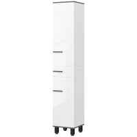 Mobile Colonna Bagno con 2 Armadietti con Ripiani Regolabili e Cassetto, 34x32x190 cm, Bianco