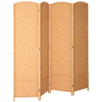Paravento da interno in legno a 4 pannelli pieghevole, 180 x 180 cm, Marrone chiaro