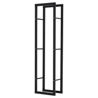 Porta Legna Verticale in Metallo Nero da Interni ed Esterni con Portata 100 kg max, 40x25x150 cm