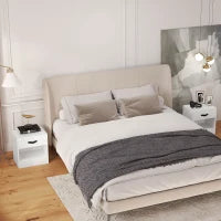 Set di 2 Comodini con Cassetti e Scomparto Aperto per Soggiorno 39x28x41 cm Bianco