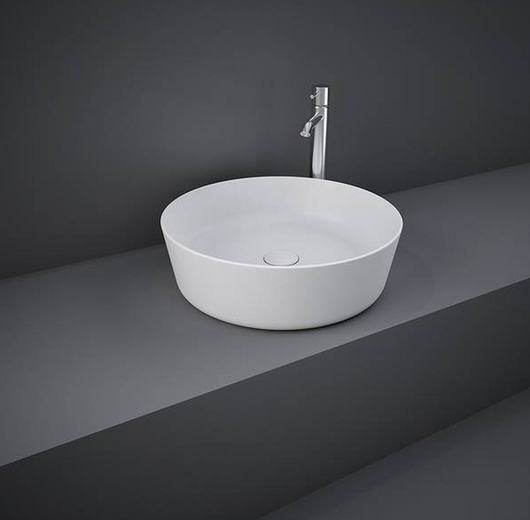 Lavabo tondo da appoggio in ceramica Bianco Matt senza foro rubinetto - Feeling Rak Ceramics
