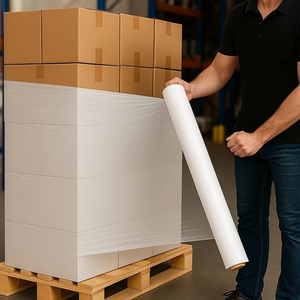 Film estensibile bianco 50 cm 23 micron per imballaggio manuale