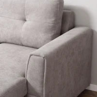 Divano Letto a 3 Posti con Funzione Letto, Divano Letto con Chaise Longue, Divano Imbottito, Grigio