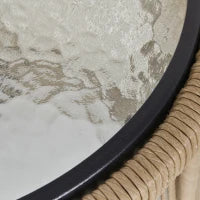 Set da Giardino in Rattan Stile Boho Chic con Divano Angolare e e Tavolino, Crema e Caffè