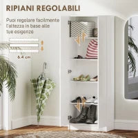 Mobile Multiuso Moderno con 5 Ripiani e Livelli Regolabili, in Legno, 60x31.5x165 cm, Bianco