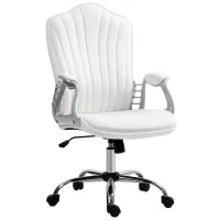 Sedia da Scrivania Girevole con Altezza Regolabile Braccioli Schienale Curvo Funzione di Basculante Bianco