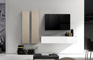 Soggiorno Zenzero, parete attrezzata moderna in Laccato bianco e ArgillaZLCAINFCB3-MADK