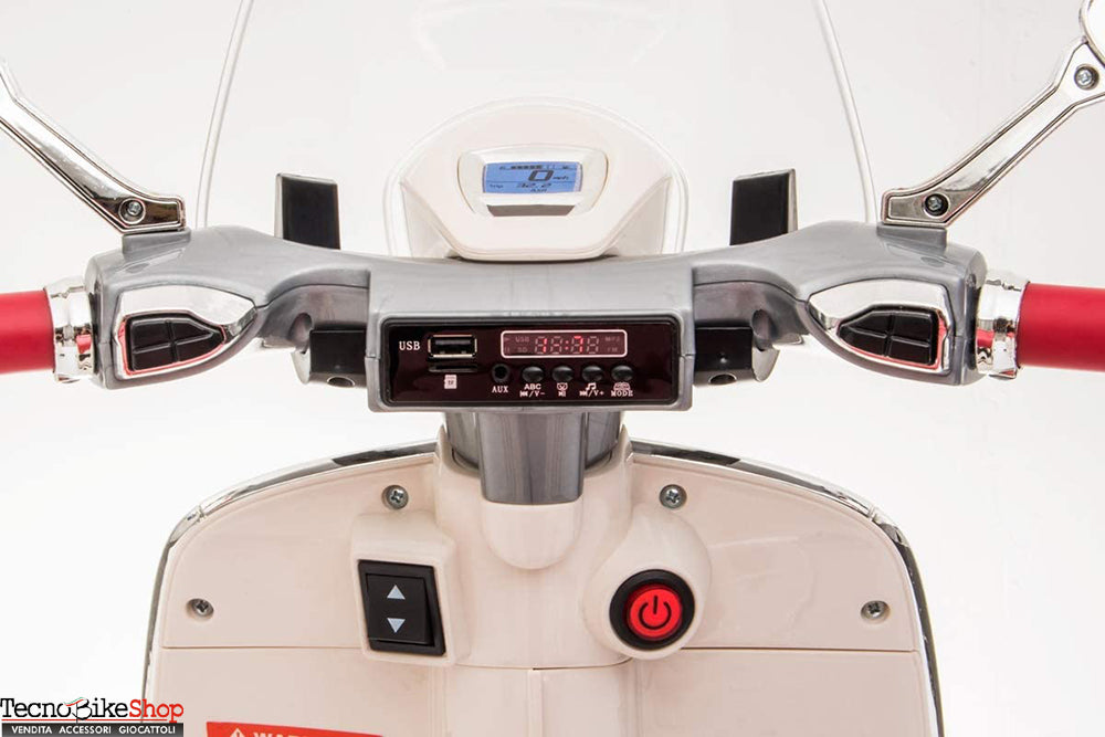 Moto Elettrica per Bambini Piaggio Vespa 946 12V con Parabrezza-Bianco