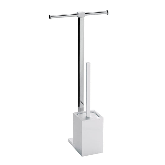 Colonnina portarotolo e scopino WC acciaio inox e resine termoplastiche serie Rainbow Gedy RA32 Bianco