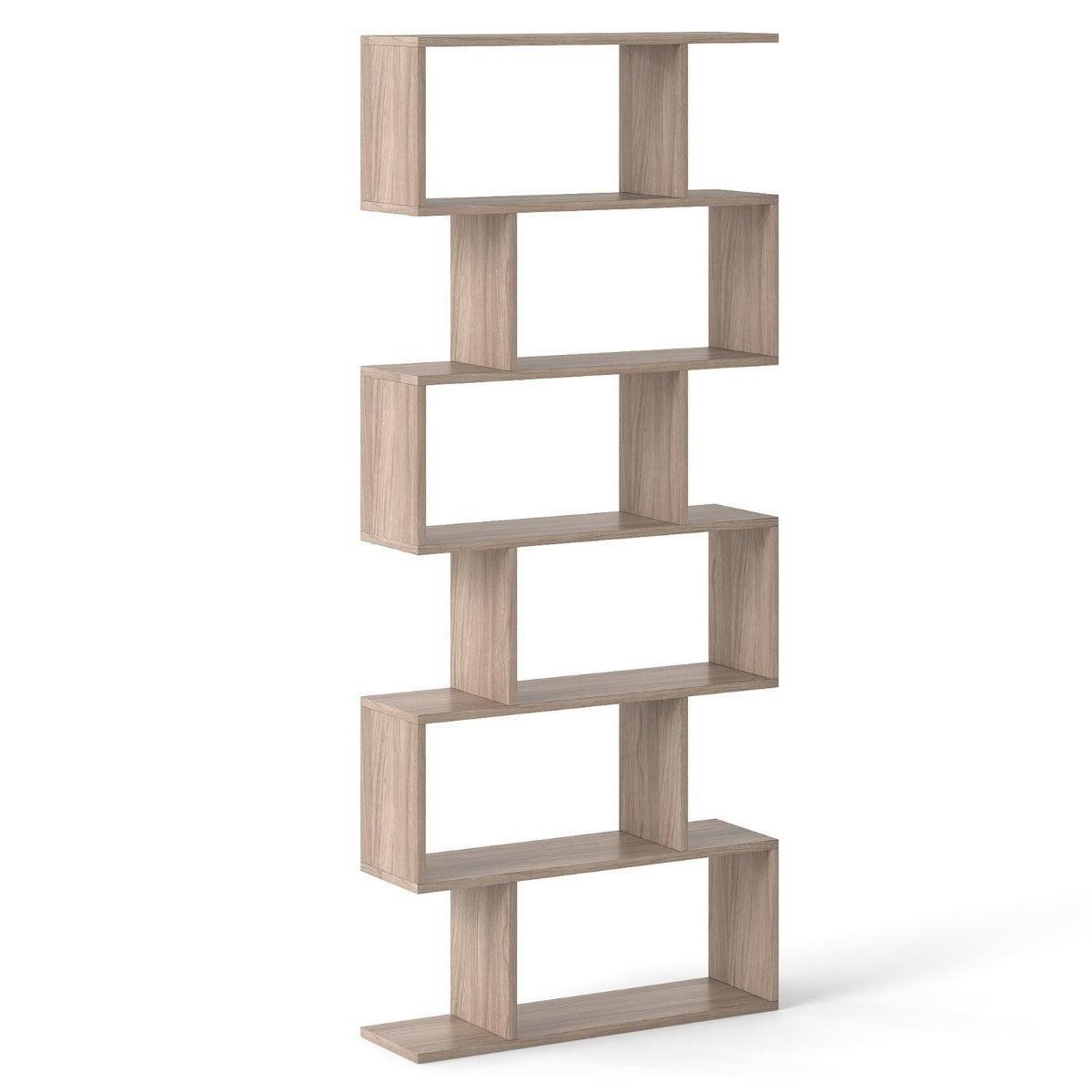 Libreria a S 80 x 23 x 191 cm design moderno 6 ripiani spaziosi versatile legno grigio 20_0019149