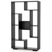 Libreria geometrica moderna 70 x 20 x 120 cm con 11 ripiani aperti e design chic in legno nero 20_0010678