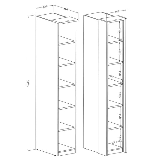 Libreria per cabina armadio collezione MODULO colore bianco con LED inclusi.