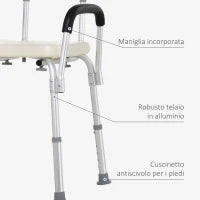 Sedile da doccia con schienale e braccioli Sedile da vasca, sedia regolabile in altezza