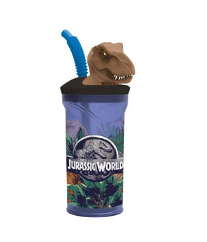 Trade Shop - Bicchiere Con Cannuccia Integrata Jurrasic World In 3d Capienza 360 Ml Per Bimbi -        
