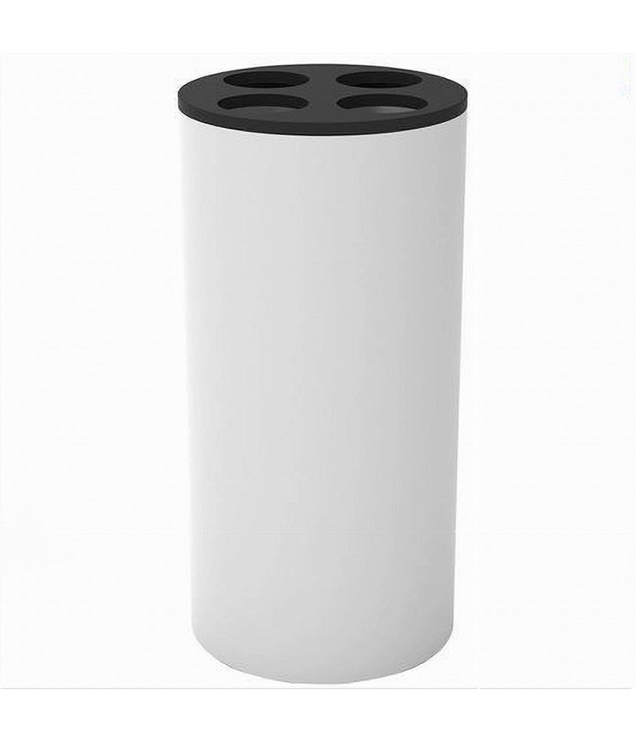 Bicchiere Porta Spazzolini 4 Fori Bianco Nero In Plastica Accessorio Bagno 69773         