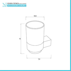 Bicchiere porta spazzolini a muro in alluminio grigio dal design moderno
