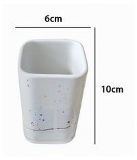 Bicchiere Porta Spazzolini Accessori Bianco Macchiato Moderno Arredo Bagno 59883         