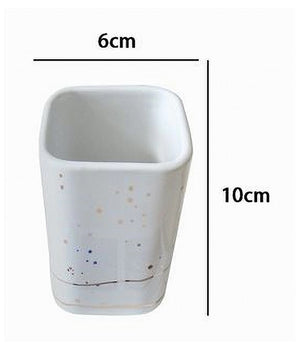 Bicchiere Porta Spazzolini Accessori Bianco Macchiato Moderno Arredo Bagno 59883         