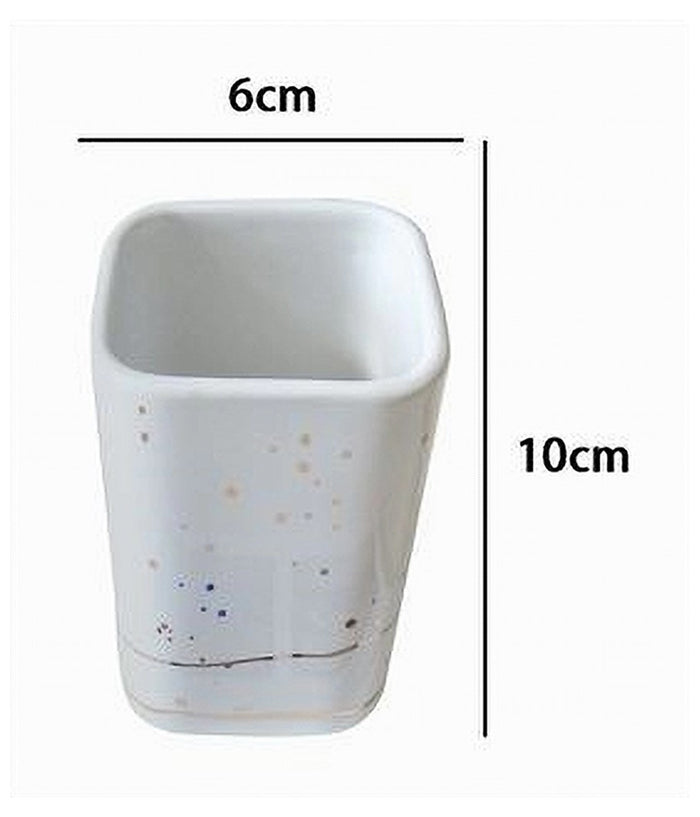 Bicchiere Porta Spazzolini Accessori Bianco Macchiato Moderno Arredo Bagno 59883         