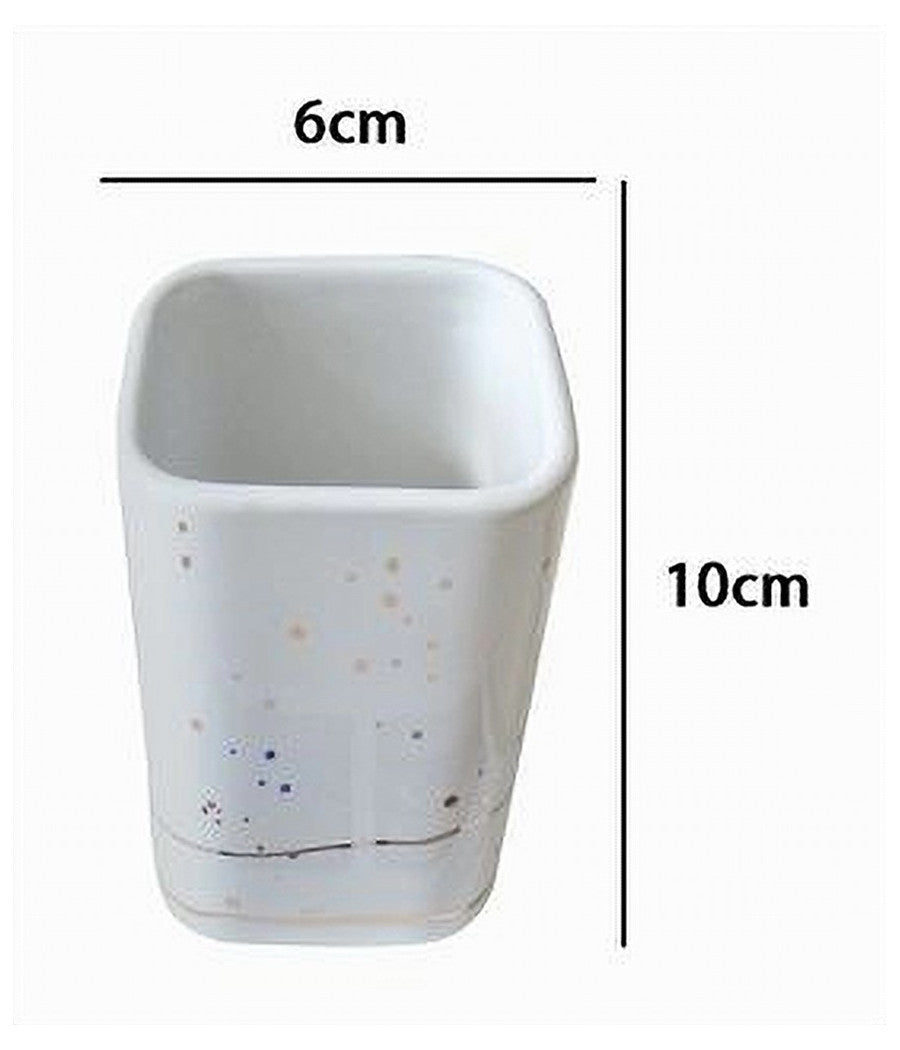 Bicchiere Porta Spazzolini Accessori Bianco Macchiato Moderno Arredo Bagno 59883         