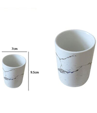 Bicchiere Porta Spazzolini Accessori Effetto Marmo Moderno Arredo Da Bagno 59889         