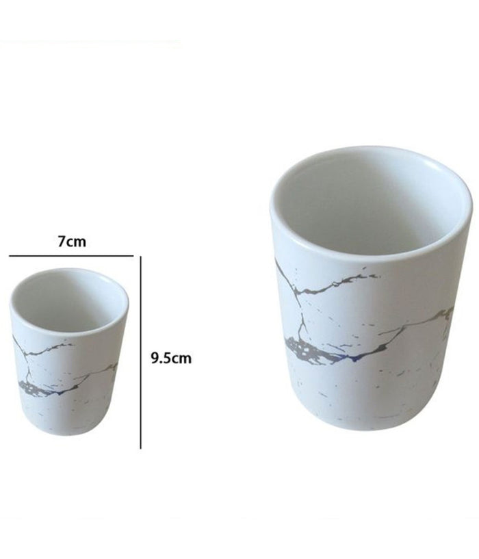 Bicchiere Porta Spazzolini Accessori Effetto Marmo Moderno Arredo Da Bagno 59889         