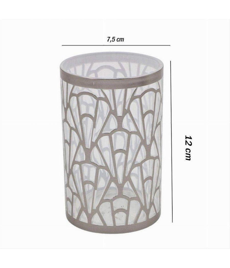 Bicchiere Porta Spazzolini Accessorio Bagno Argento Contemporaneo Arredo 59101         