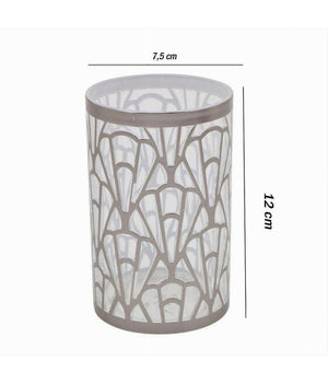 Bicchiere Porta Spazzolini Accessorio Bagno Argento Contemporaneo Arredo 59101         